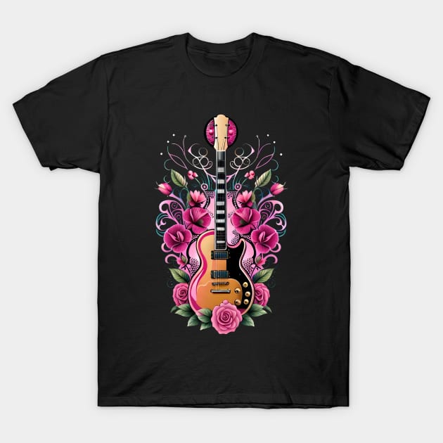 Electric guitar rose pink 20 T-Shirt by Dandeliontattoo